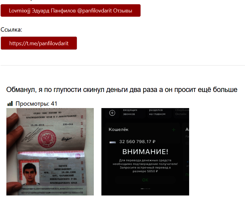 Жалоба на проект “Панфилов Дарю”