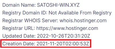 Информация о домене satoshi-win.xyz