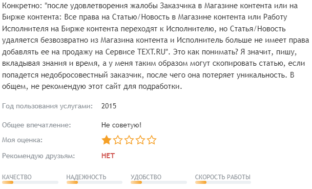 Отзыв о бирже text.ru