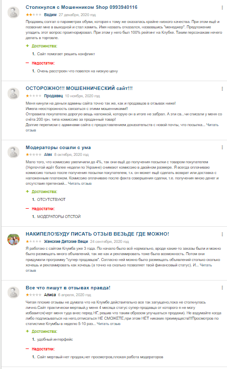 Отзывы покупателей и продавцов