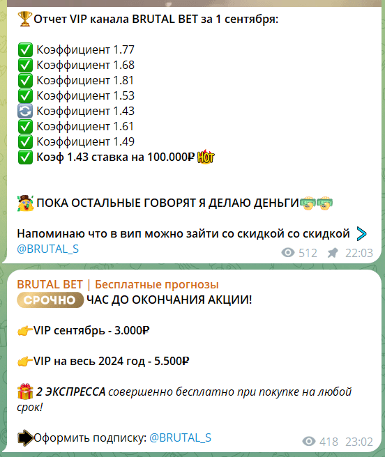 “Брутал Бет” VIP канал