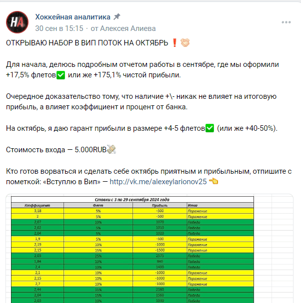 Каппер Алексей Алиев вк VIP