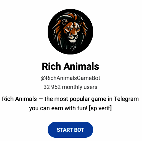 Обзор бота “Rich Animals” отзывы о @RichAnimalsGameBot — фото 1