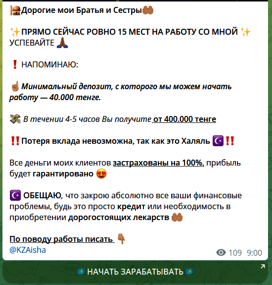 Предложение заработка от Айши