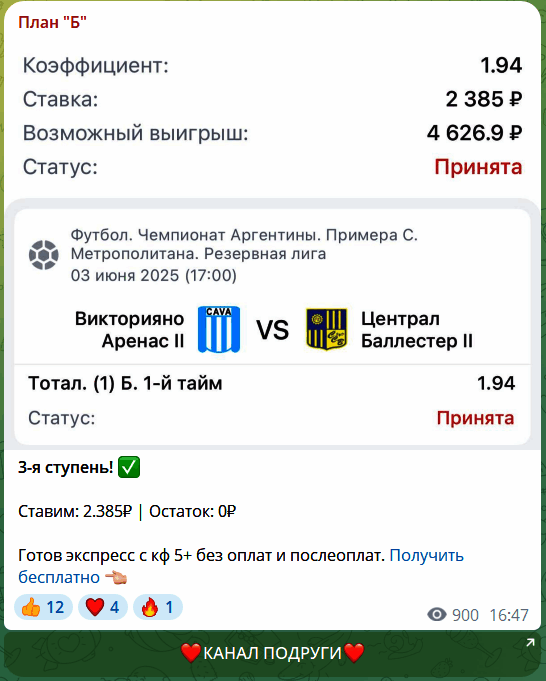 Канал телеграмм “План Б” прогнозы бесплатные
