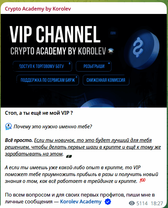 Channel VIP “Crypto Academy by Korolev”