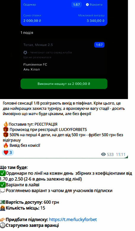 Услуги каппера @luckyforbet
