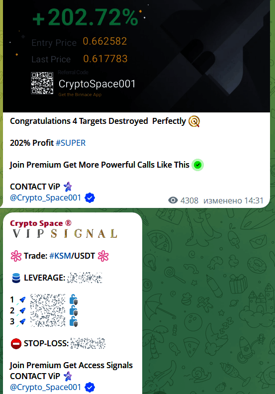 Условия VIP сигналов “Crypto Space”