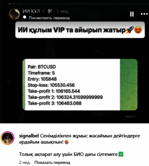VIP “Трейдер ИИ Сигнал” инстаграм