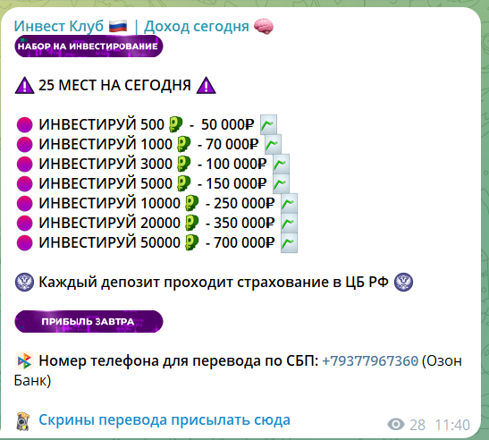 Пример заработка на канале Виктории