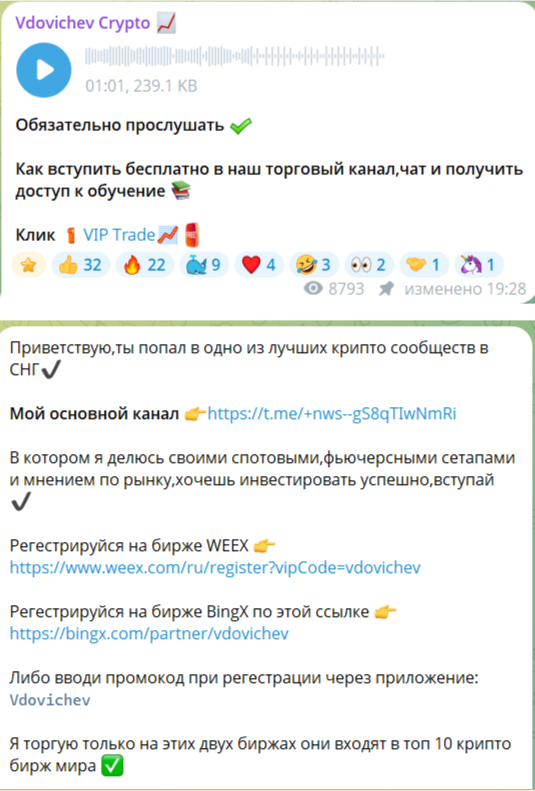 Условия VIP канала “Vdovichev Crypto”